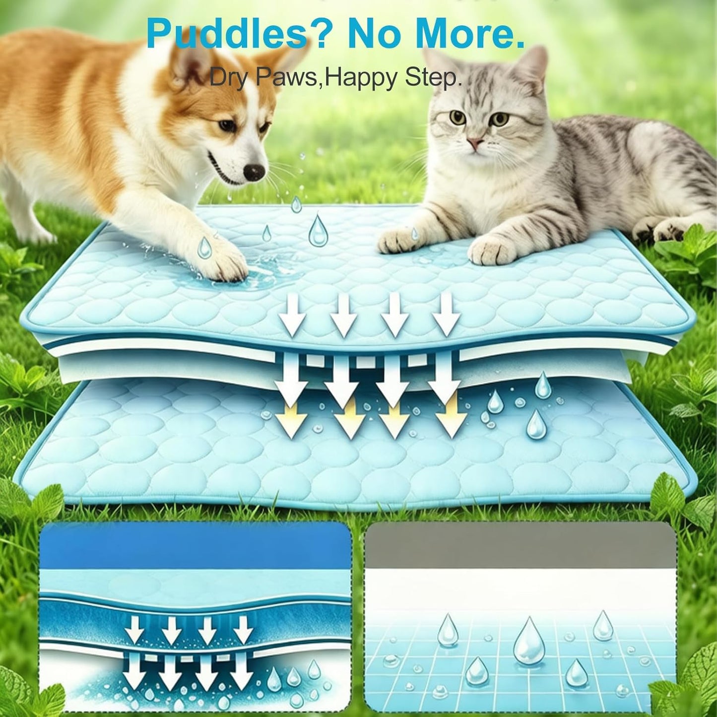 Dog Cooling Mat 22"X28" Q-Max>0.4, Absorbent & Pressure-Activated Self-Cooling, Non-Slip Scratch Resistant, Washable Cooling Mat for Dogs, Cooling Pad for Dog Bed Mats for Car Crate Patio Outdoor