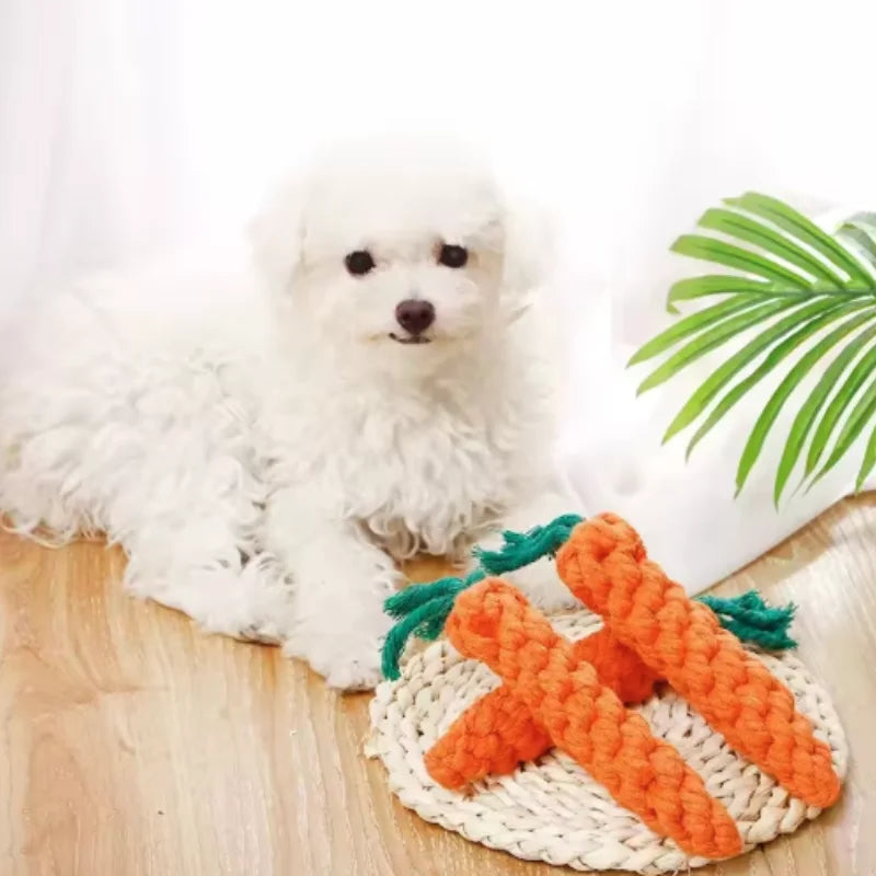 Cotton Rope Weaving Carrot Pet Toy for Puppies - Durable Wear & Bite Resistance Boredom Relief Dog Toy