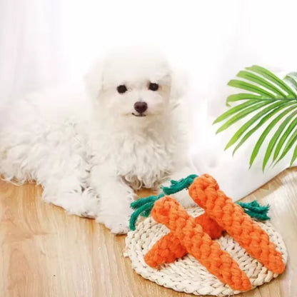 Cotton Rope Weaving Carrot Pet Toy for Puppies - Durable Wear & Bite Resistance Boredom Relief Dog Toy