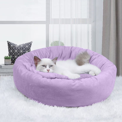 Donut Dog Bed, 18 Inches Calming round Dog Beds for Large Dogs, Washable Anti-Slip Cuddler Dog Bed with Removable Cover