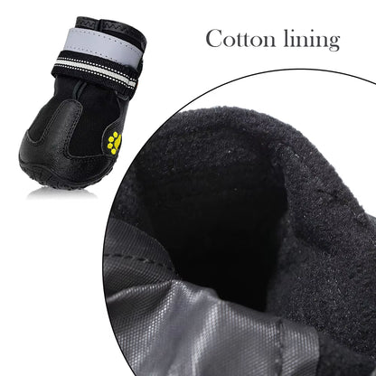 4Pcs/Set Pet Dog Shoes Reflective Waterproof Dog Boots Warm Snow Rain Pets Booties Anti-Slip Socks Footwear for Medium Large Dog
