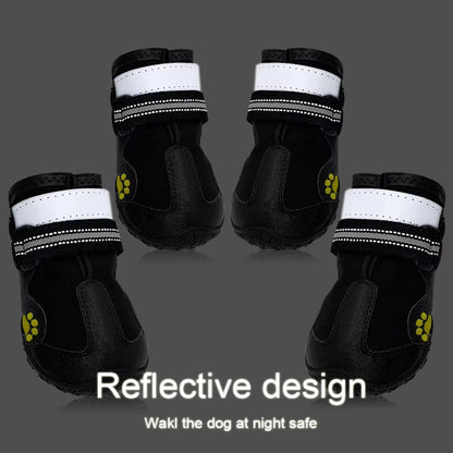 4Pcs/Set Pet Dog Shoes Reflective Waterproof Dog Boots Warm Snow Rain Pets Booties Anti-Slip Socks Footwear for Medium Large Dog