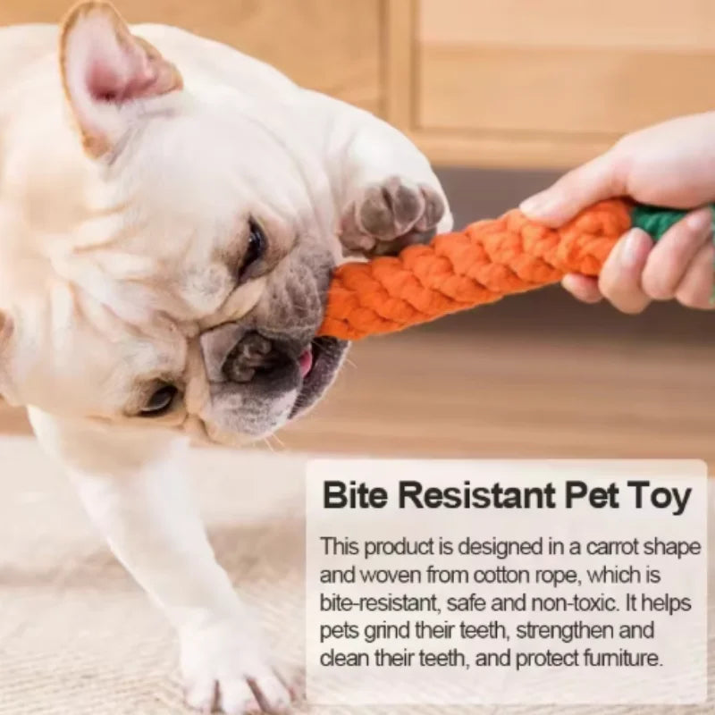Cotton Rope Weaving Carrot Pet Toy for Puppies - Durable Wear & Bite Resistance Boredom Relief Dog Toy