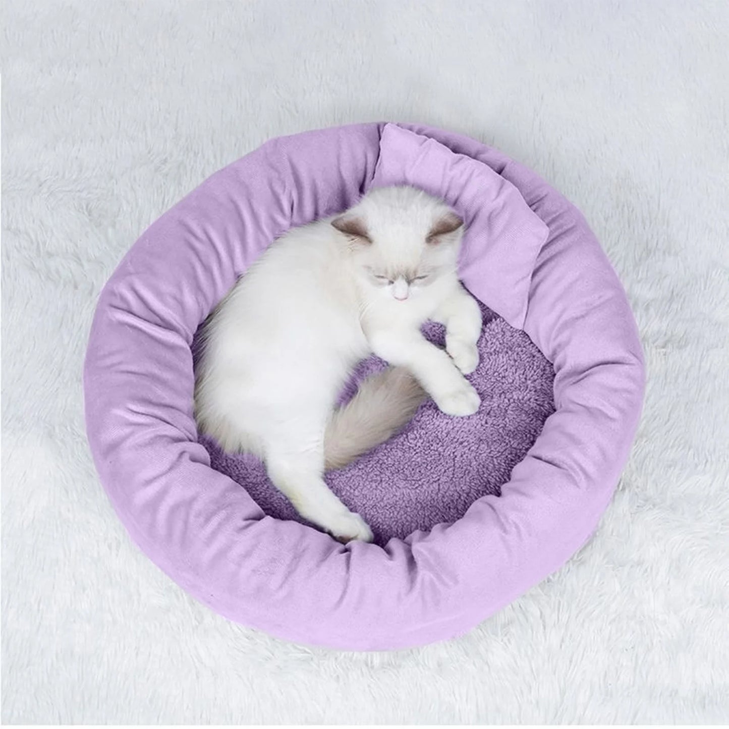 Donut Dog Bed, 18 Inches Calming round Dog Beds for Large Dogs, Washable Anti-Slip Cuddler Dog Bed with Removable Cover