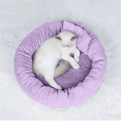 Donut Dog Bed, 18 Inches Calming round Dog Beds for Large Dogs, Washable Anti-Slip Cuddler Dog Bed with Removable Cover